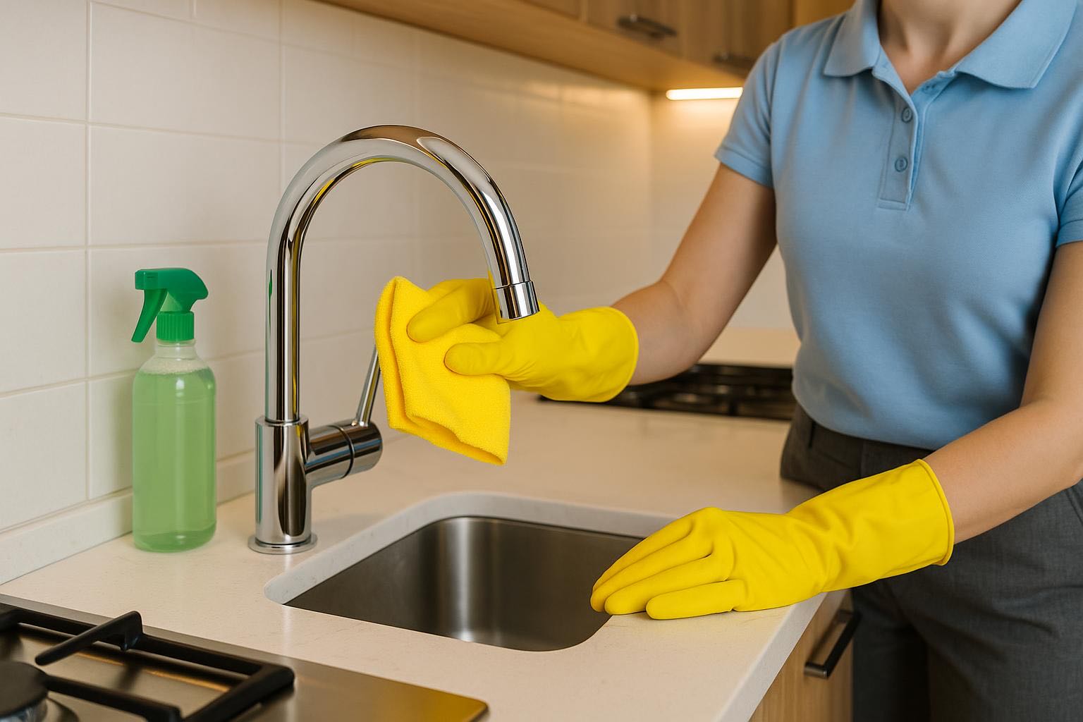 Apartment after renovation being cleaned by professional team, construction dust being removed, industrial equipment, transformation in progress